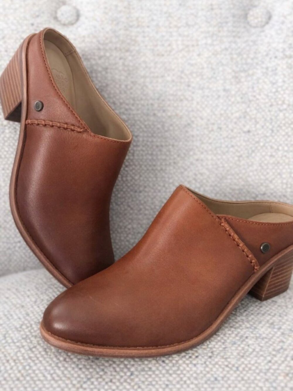 UGG Women's Lovisa Brown Leather Slip-On Mule Heels
